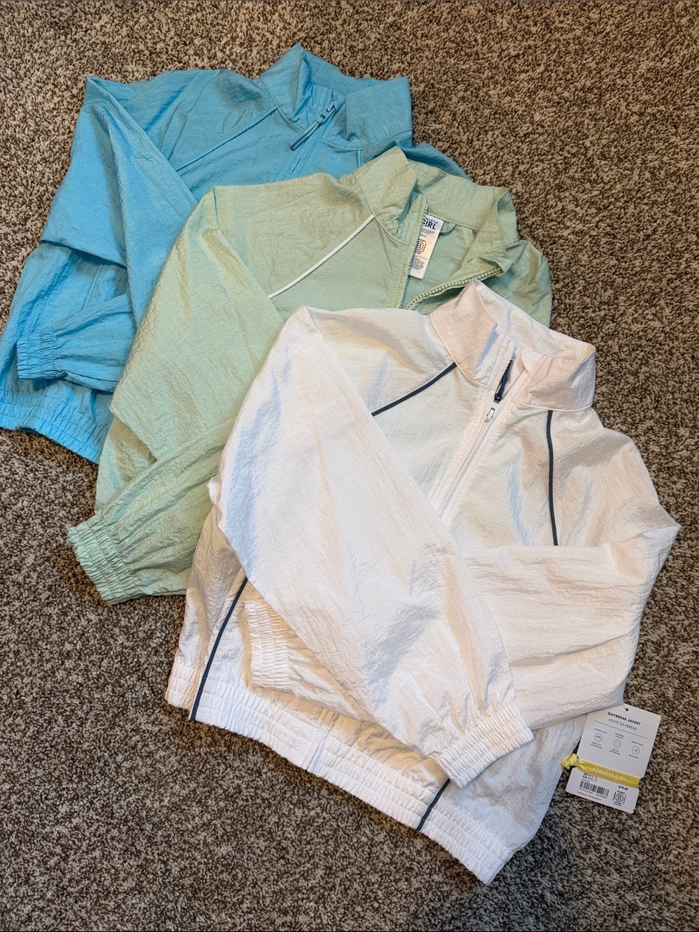 ATHLETA GIRL Daybreak Jacket / Windbreaker Bundle of 3 - Size M (8-10) - NWT